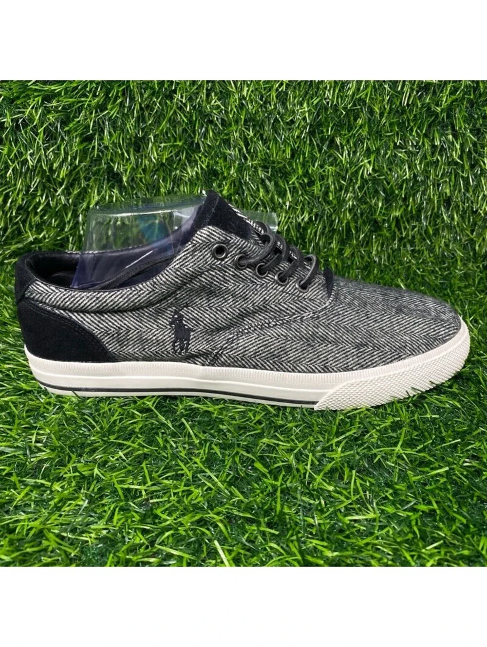 NEW Polo Ralph Lauren Vaughn Men's 9.5D Herringbone Pattern Wool Suede Sneakers